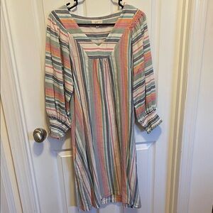 Ett Colorful Striped V-Neck Dress